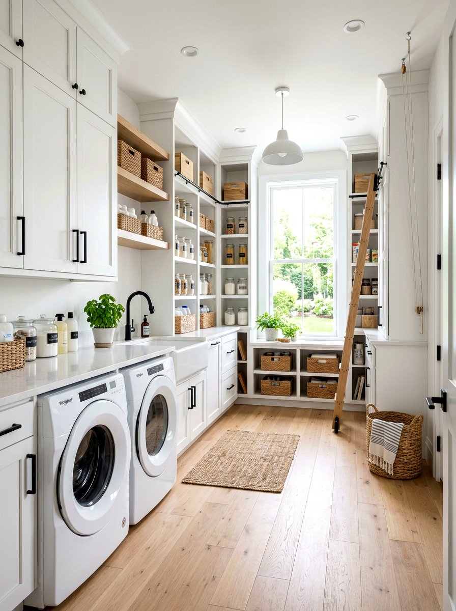 White shaker laundry pantry - 30 laundry room pantry combo ideas