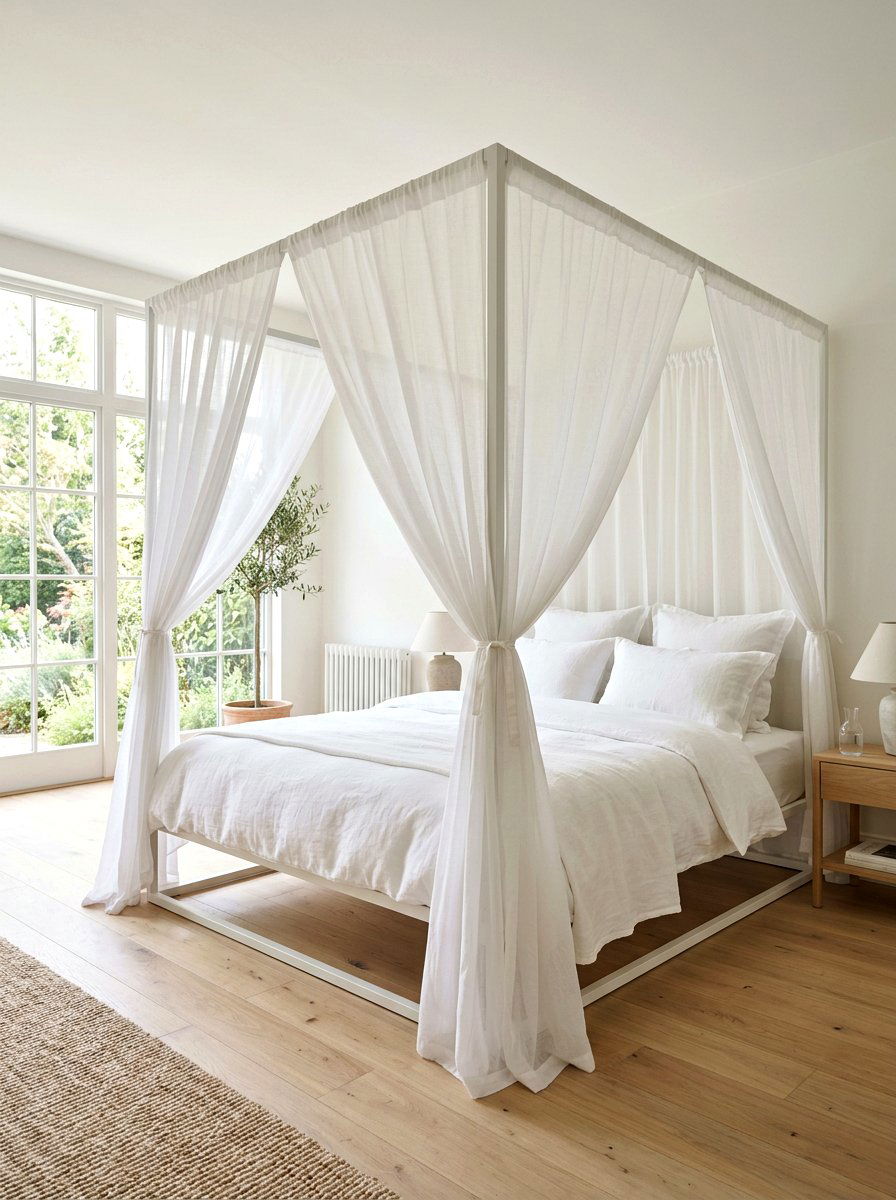 White sheer canopy bed - 30 draped canopy bed ideas