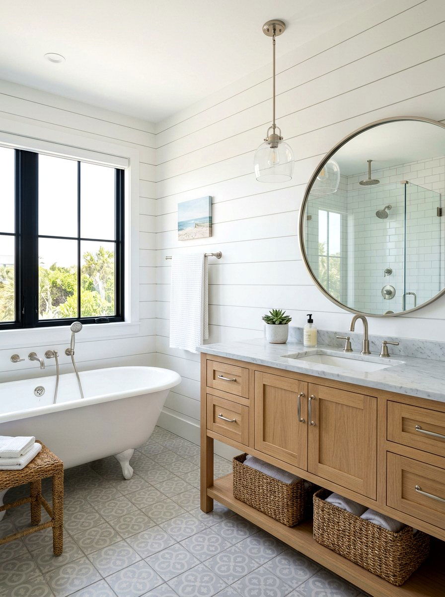 White shiplap bathroom - 30 nautical bathroom ideas