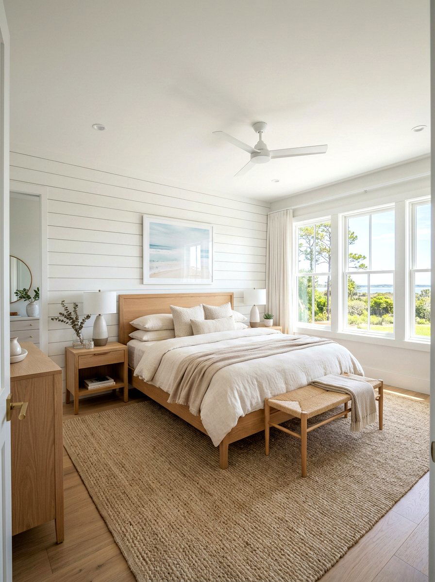 White shiplap bedroom - 30 beach cottage bedroom ideas