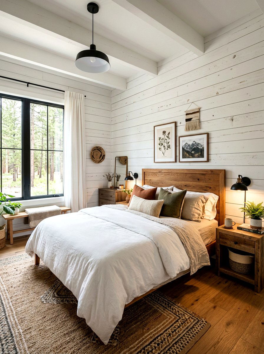 White shiplap cabin wall - 30 lake cabin decor ideas