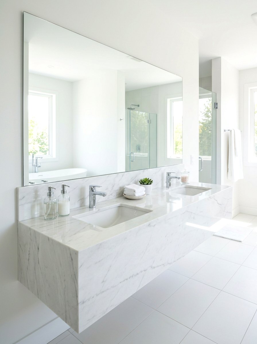 White stone bathroom vanity - 30 stone inspired bathroom ideas