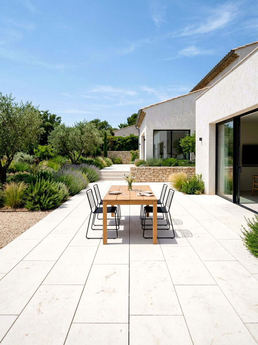 White stone patio - 30 Scandinavian patio ideas