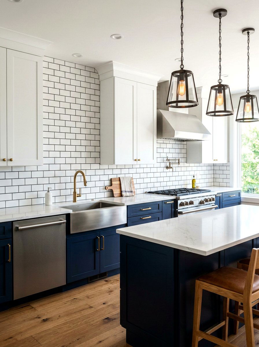 White subway tile dark grout - 30 niche tile contrast ideas