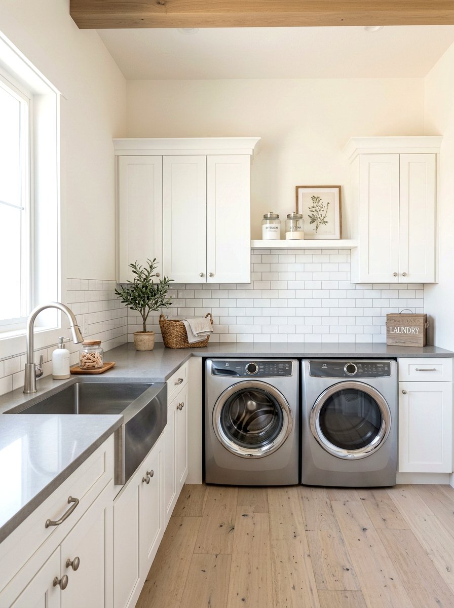 White subway tile laundry - 30 laundry room backsplash ideas