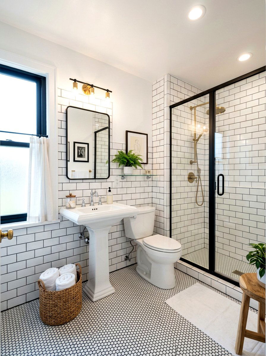 White tile walls - 30 serene bathroom decor ideas