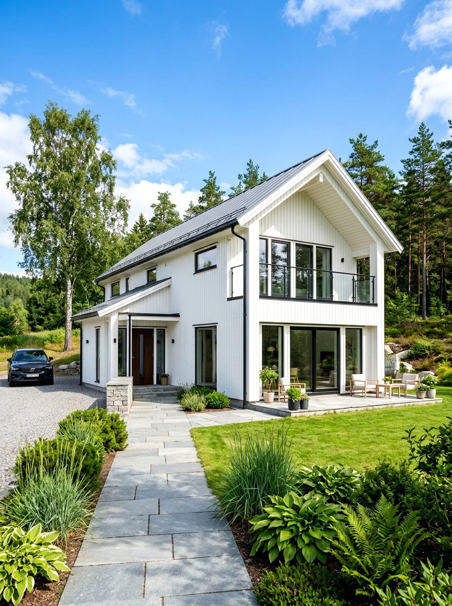 White vertical cladding Scandinavian house - 30 Scandinavian house exterior ideas
