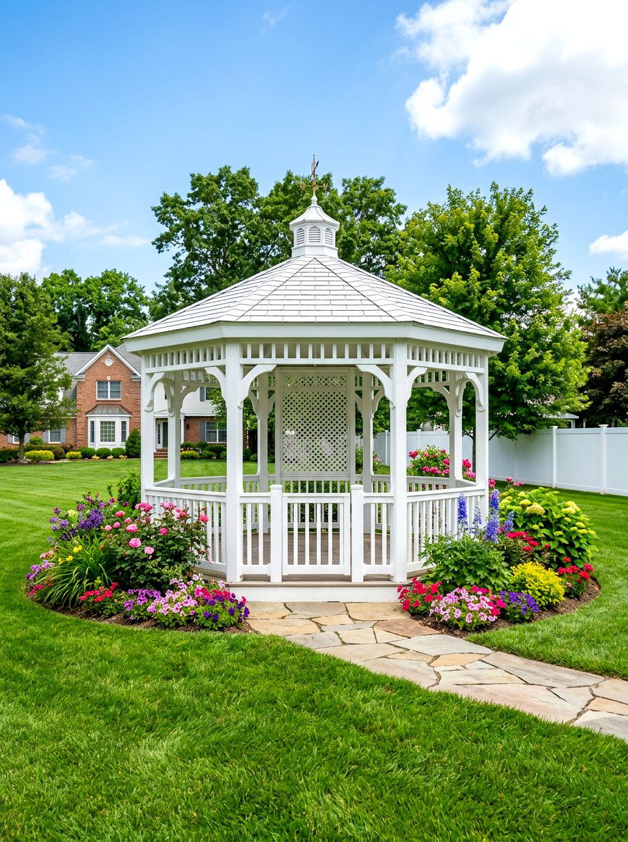 White vinyl gazebo - 30 hexagon gazebo ideas