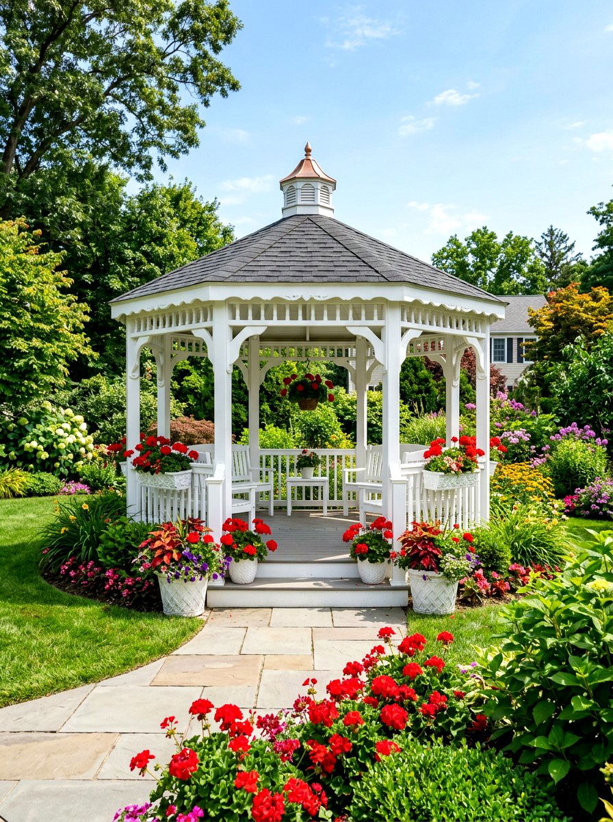 White vinyl gazebo - 30 patio gazebo ideas