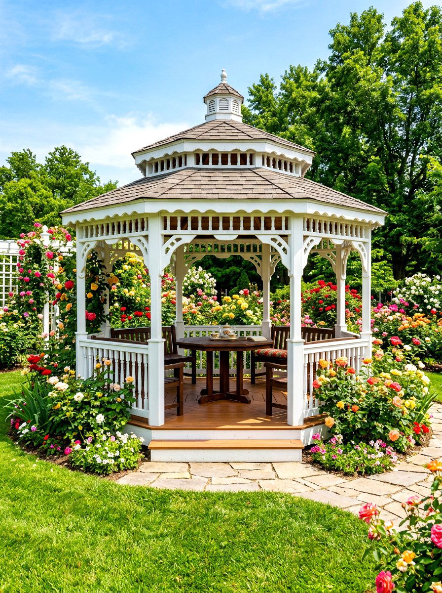 White vinyl gazebo - 30 garden gazebo ideas