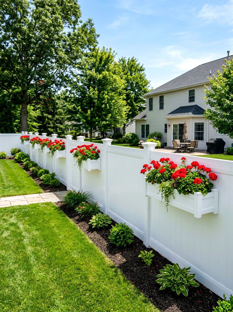 White vinyl privacy fence planter - 30 privacy planter screen ideas