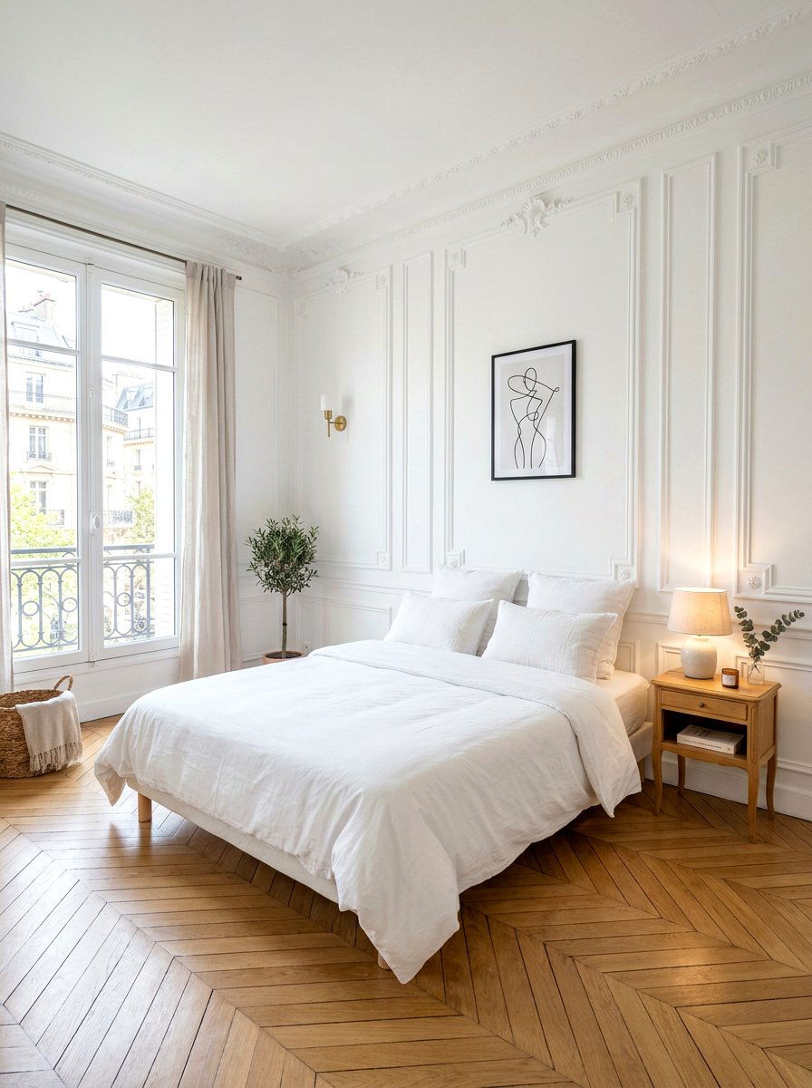 White wall bedroom - 30 Paris apartment bedroom ideas