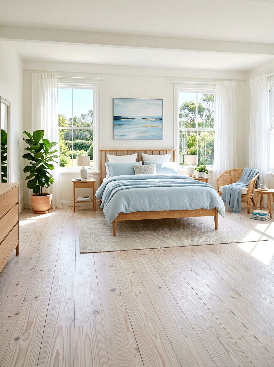 White wash floors - 30 romantic cottage bedroom ideas
