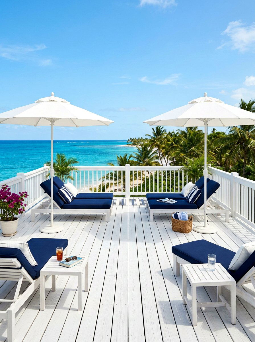 White wood deck - 30 beach house patio ideas