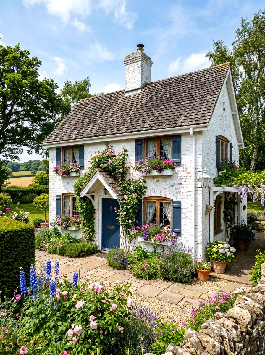 Whitewashed Brick Cottage - 30 brick house exterior ideas