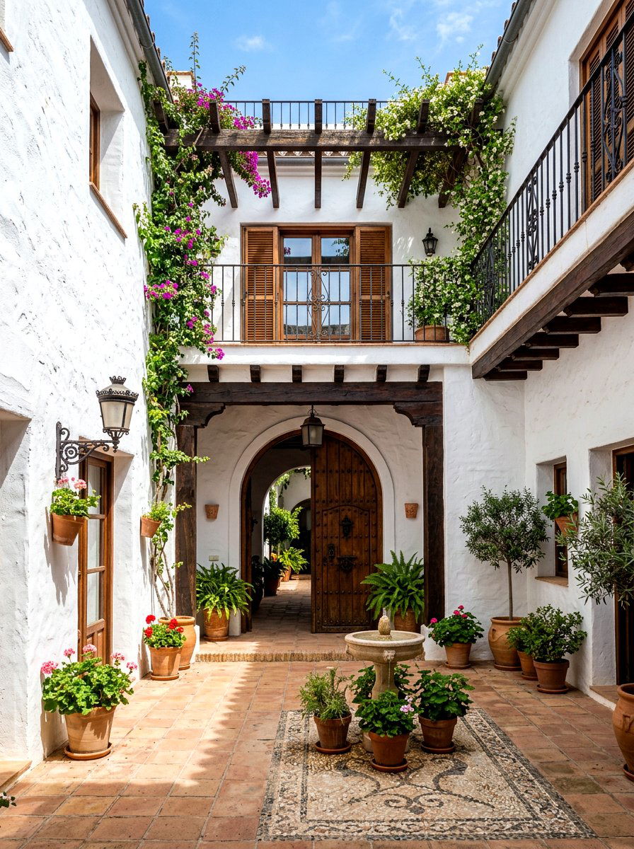 Whitewashed Stucco Wall - 30 Spanish courtyard ideas