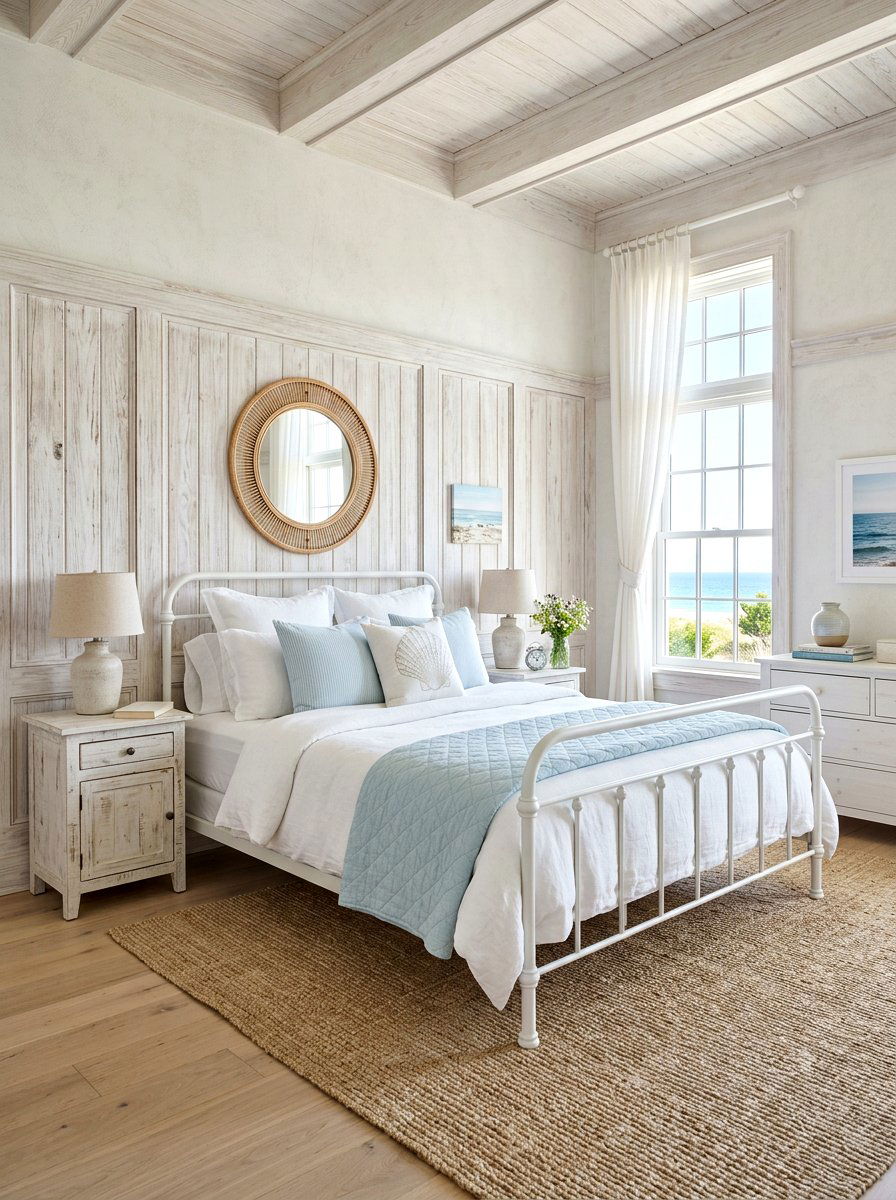 Whitewashed Wood Paneling - 30 rustic bedroom ideas