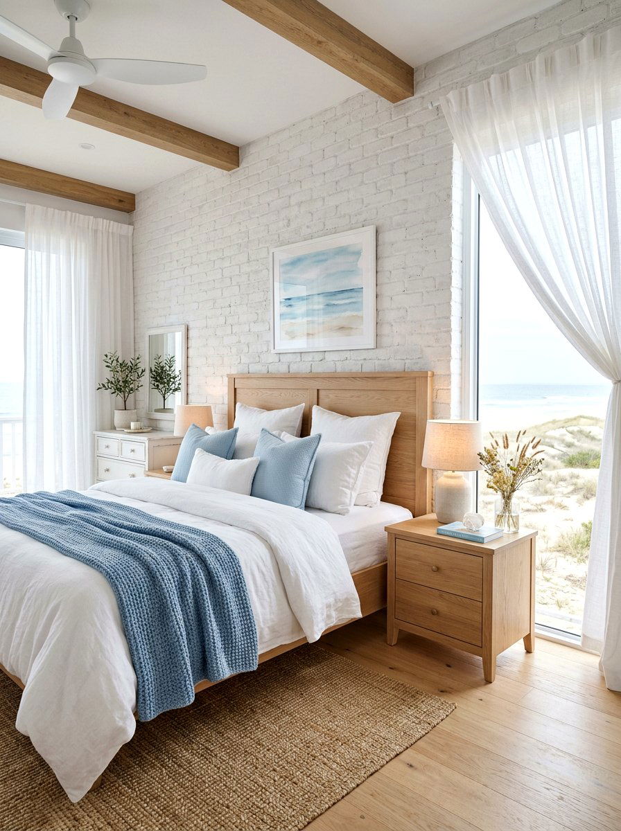 Whitewashed brick bedroom - 30 brick accent wall ideas
