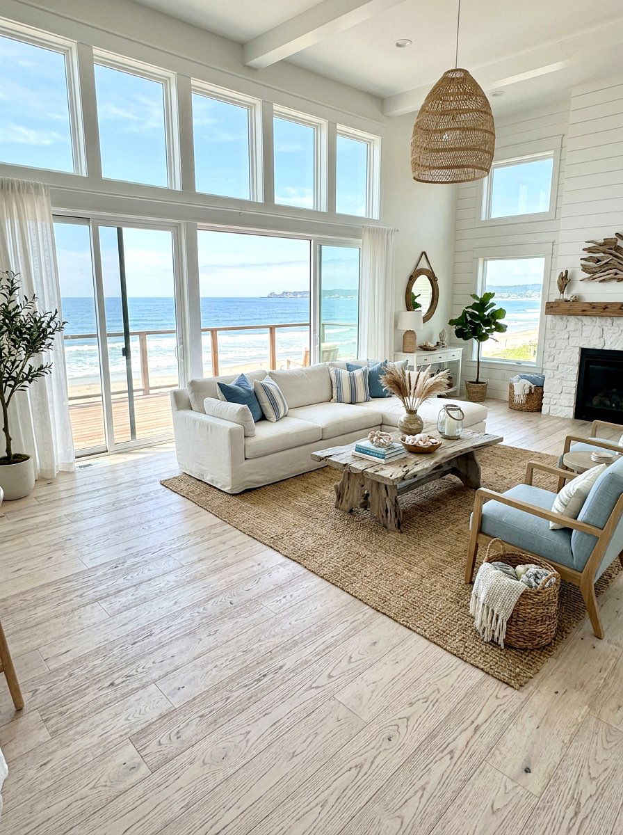 Whitewashed wood floor - 30 painted floor ideas