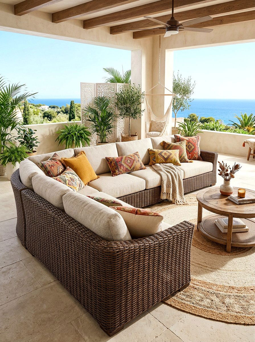 Wicker Base Wrap - 30 patio umbrella base styling ideas