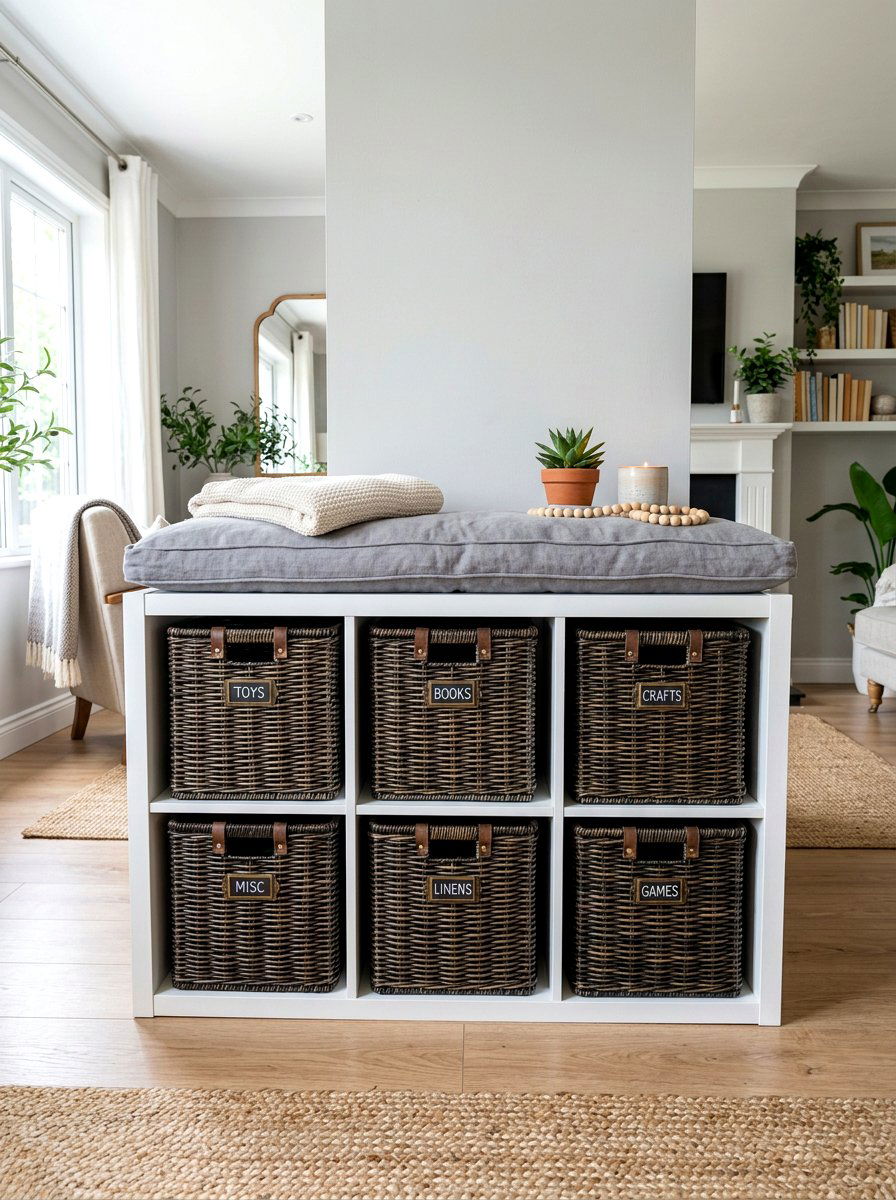 Wicker Basket Cubby - 30 drop zone ideas
