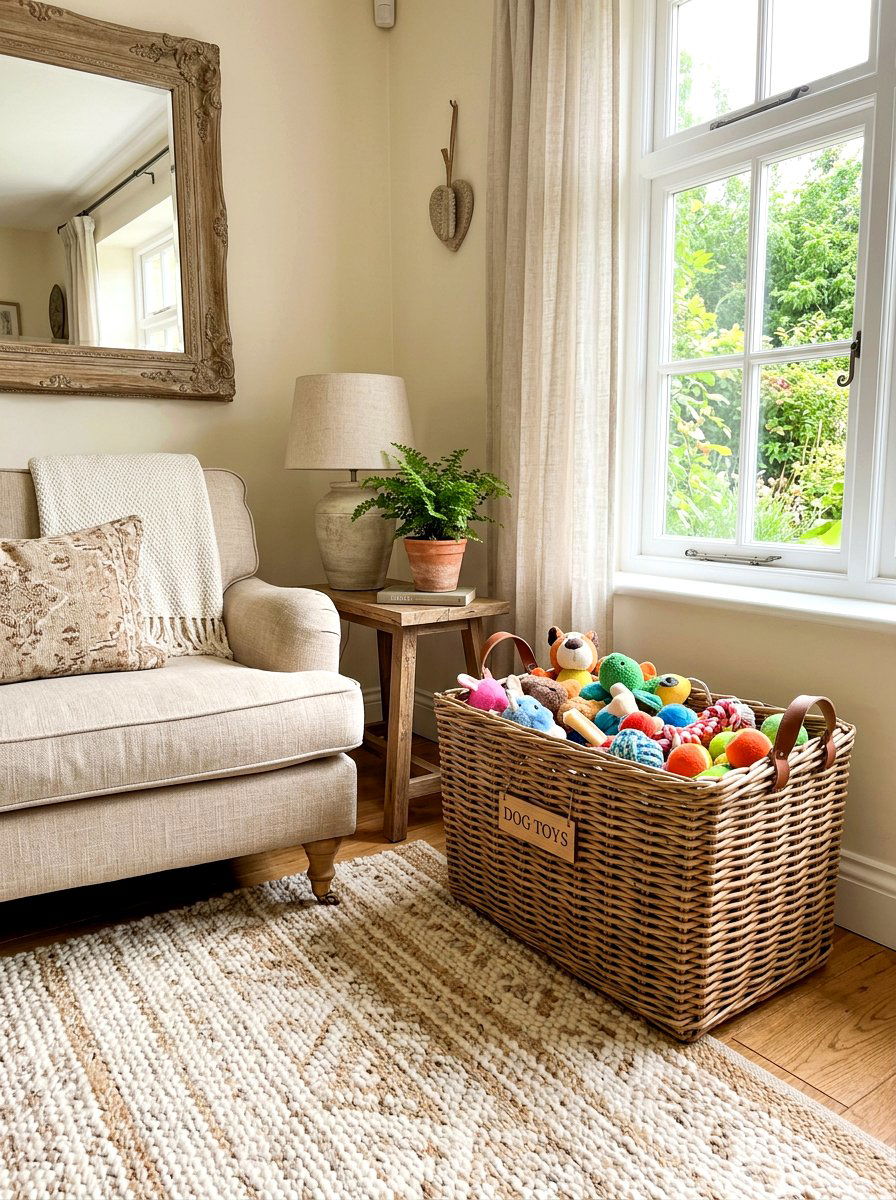 Wicker Basket For Dog Toys - 30 pet toy storage ideas