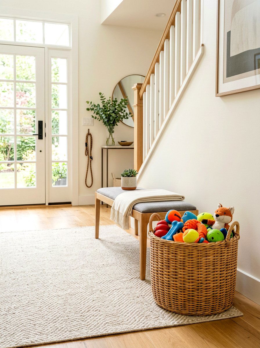 Wicker Basket For Pet Toys - 30 entryway pet station ideas