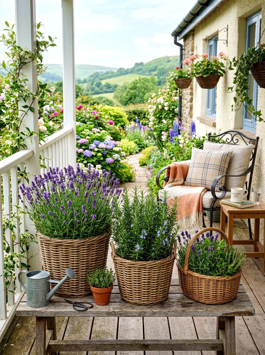 Wicker Basket Herb Garden - 30 small herb garden ideas