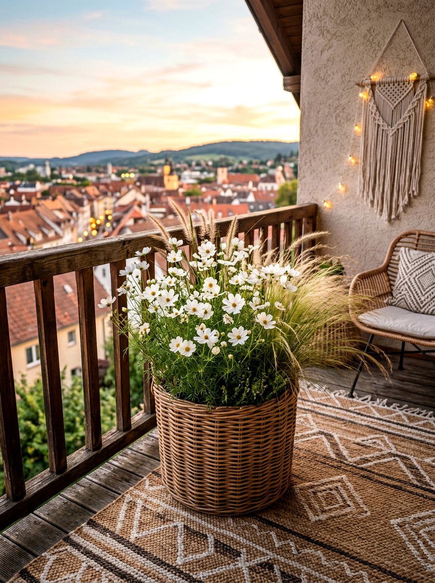 Wicker Basket Planter - 30 outdoor planter ideas