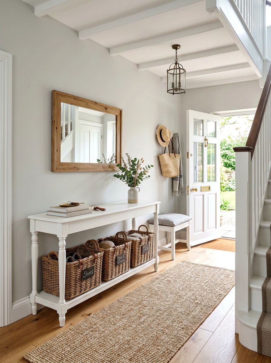 Wicker Basket Storage - 30 foyer ideas