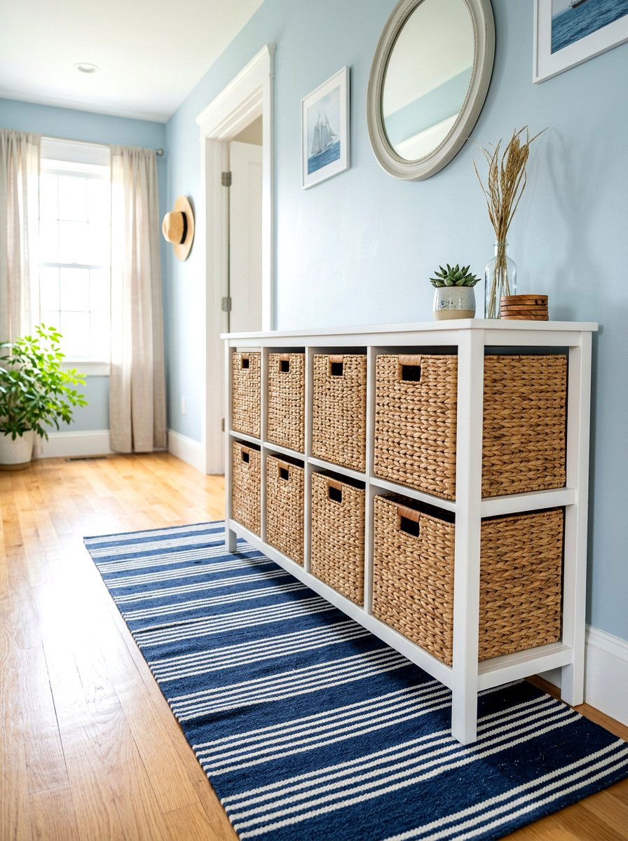 Wicker Basket Storage Cubbies - 30 entry cubby ideas