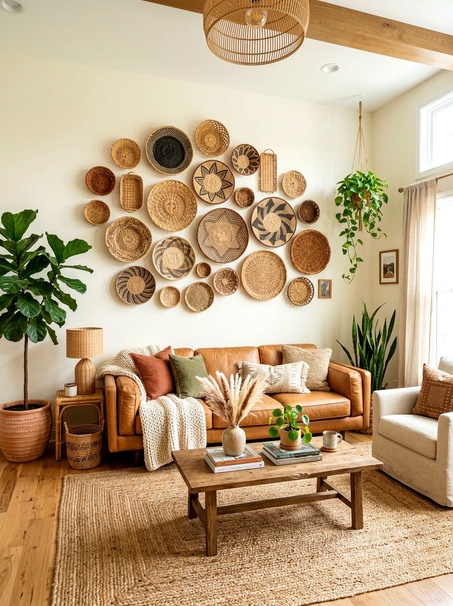 Wicker Basket Wall - 30 thrifted decor styling ideas