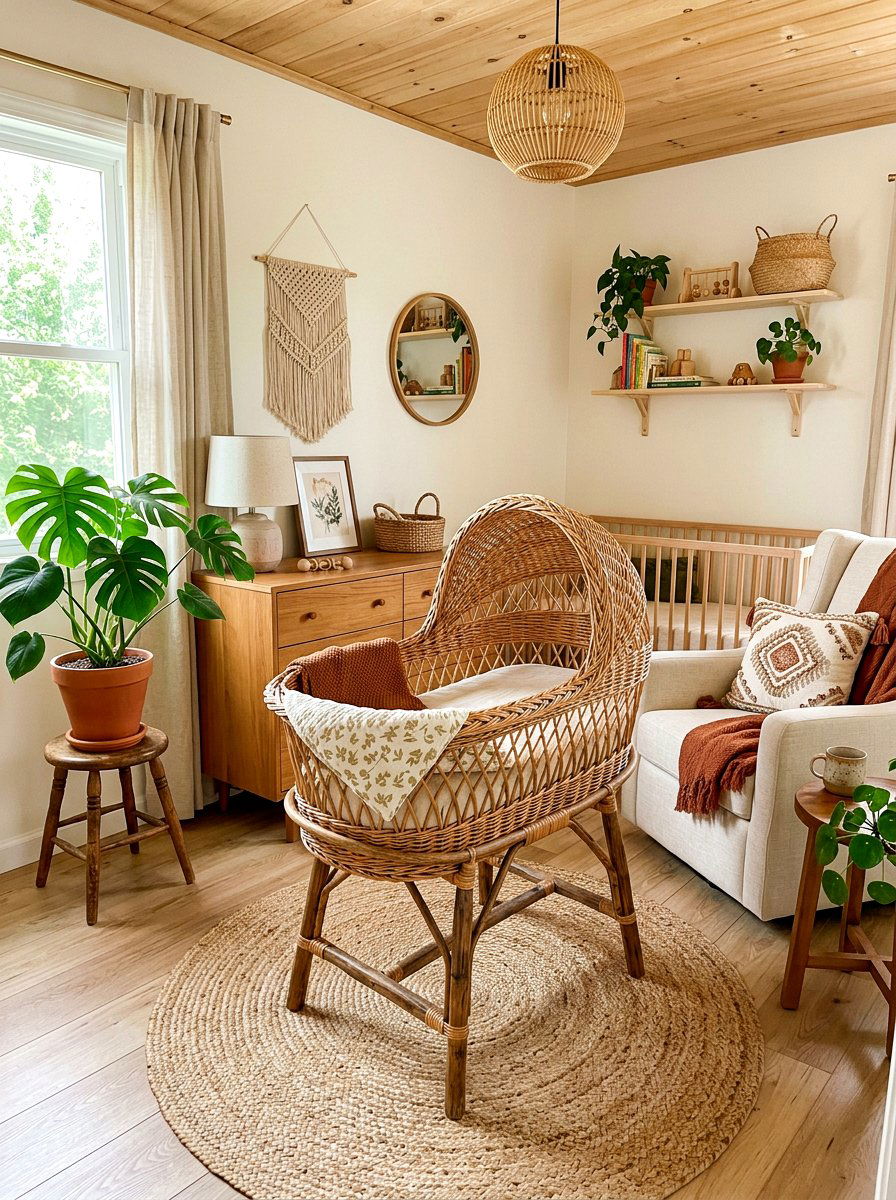 Wicker Bassinet Decor - 30 vintage nursery ideas