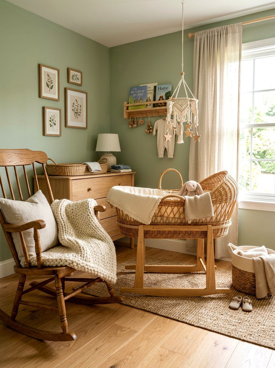 Wicker Bassinet - 30 English nursery decor ideas