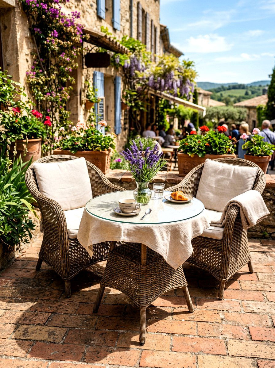 Wicker Bistro Set - 30 terrace seating ideas