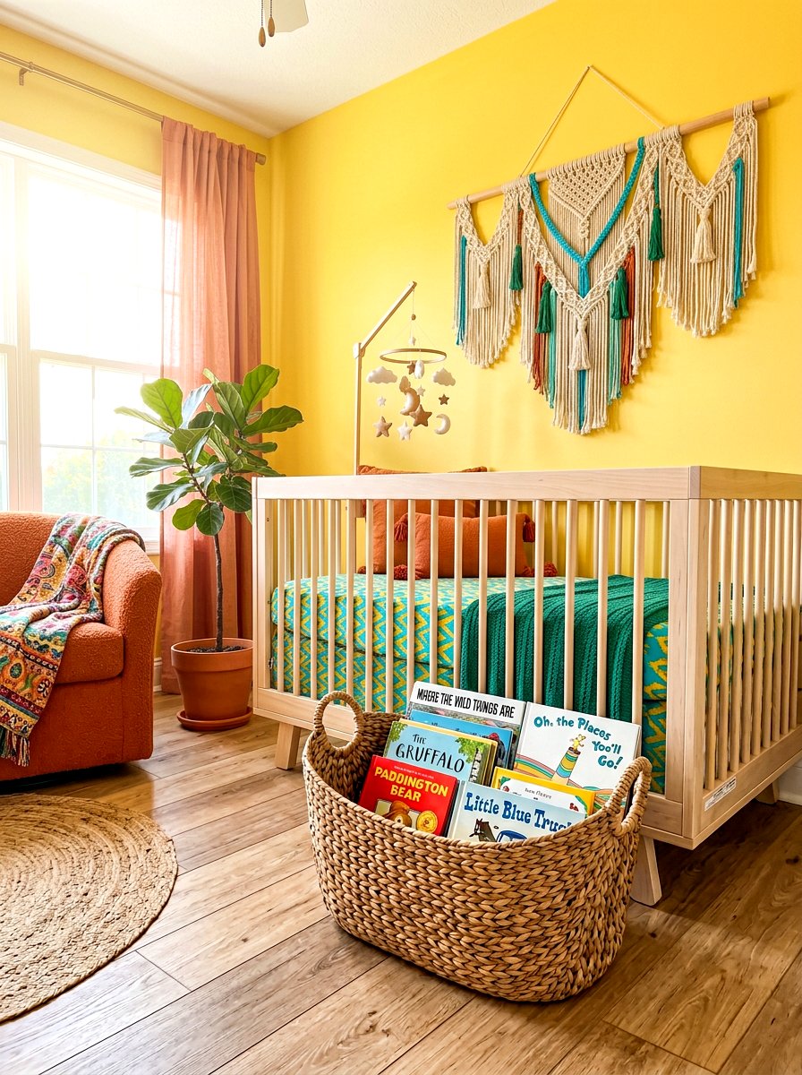 Wicker Book Basket - 30 nursery book display ideas