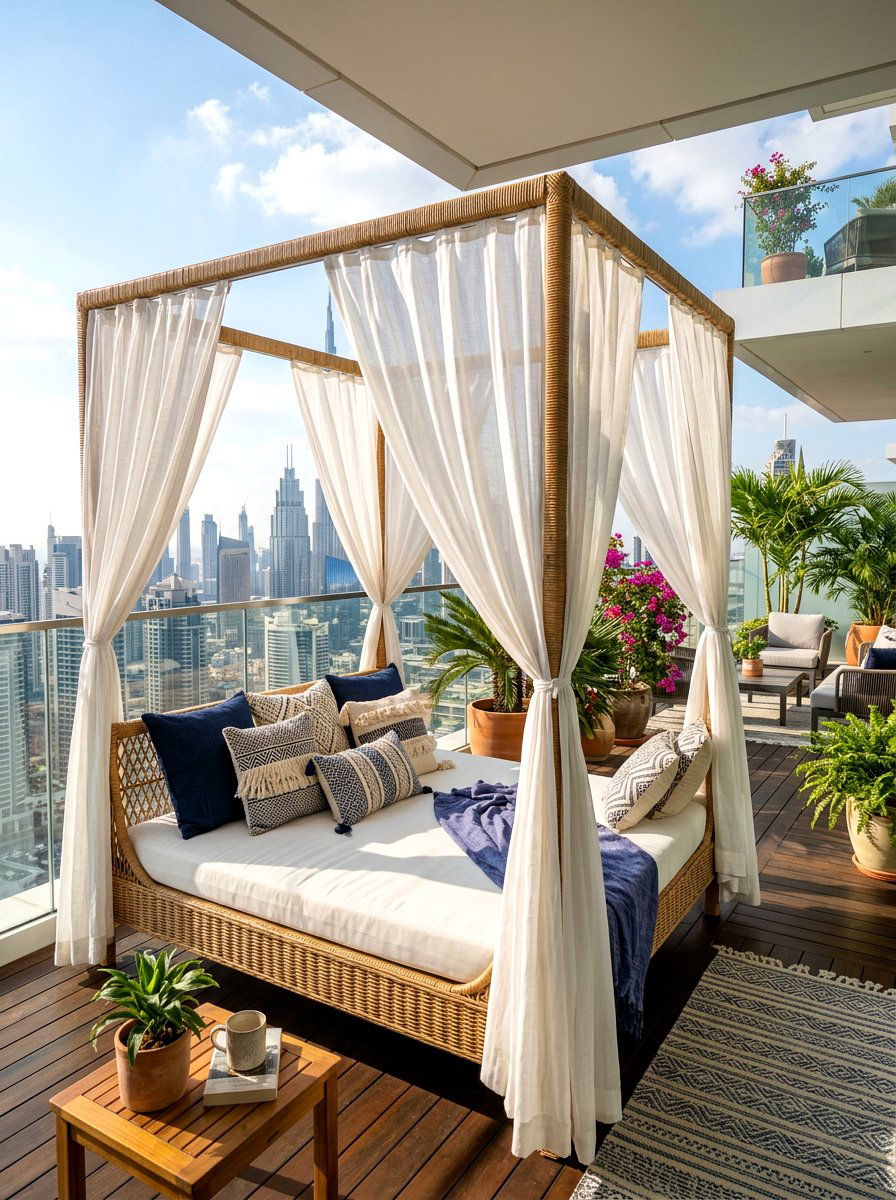 Wicker Canopy Daybed - 30 all weather wicker patio ideas