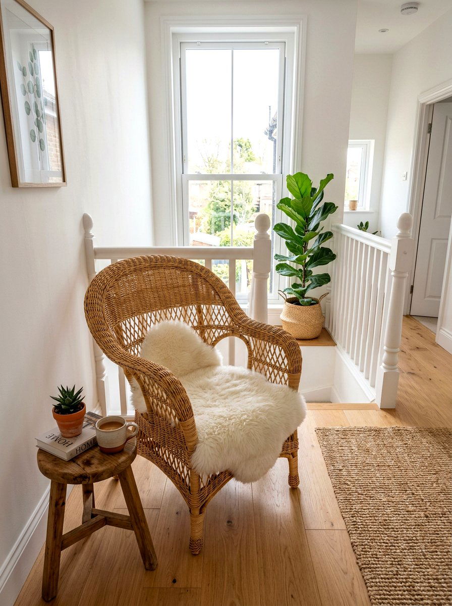 Wicker Chair Landing - 30 landing reading nook ideas
