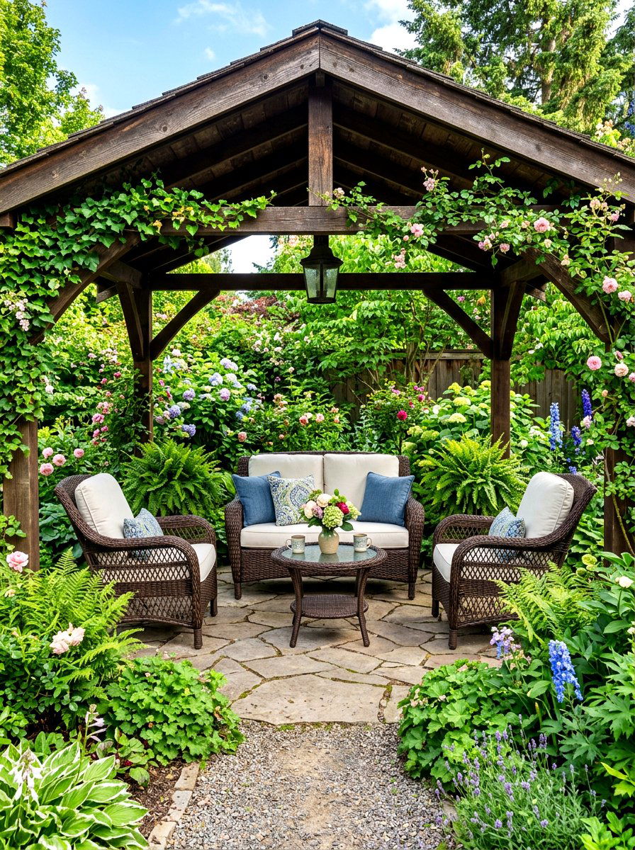 Wicker Conversation Set - 30 gazebo seating ideas