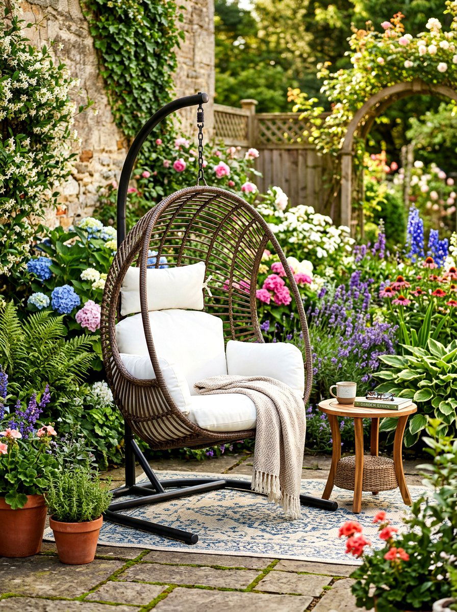 Wicker Egg Chair Backyard - 30 hanging chair patio ideas
