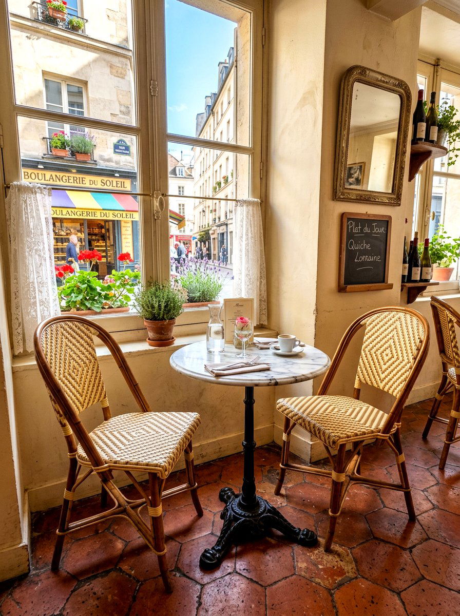 Wicker French Bistro Nook - 30 Nancy Meyers breakfast nook ideas