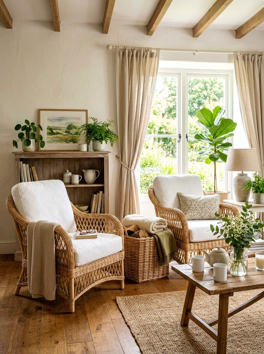 Wicker Furniture Design - 30 cottage living room decor ideas