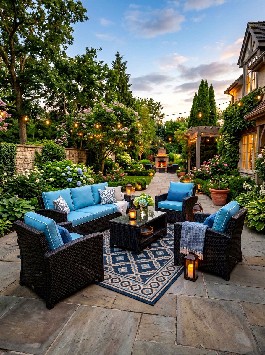 Wicker Furniture Lounge - 30 evening backyard lounge ideas