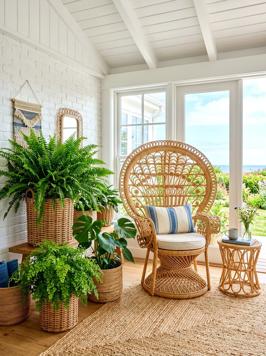 Wicker Furniture Plant Nook - 30 sunroom plant corner ideas