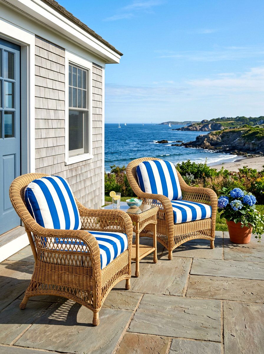 Wicker Furniture Seating Area - 30 cottage stoop ideas