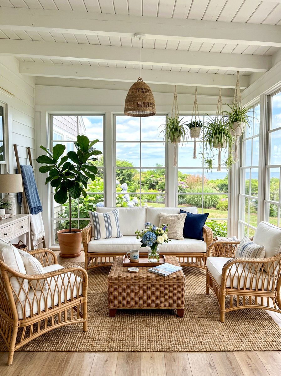 Wicker Furniture Sunroom - 30 farmhouse sunroom ideas