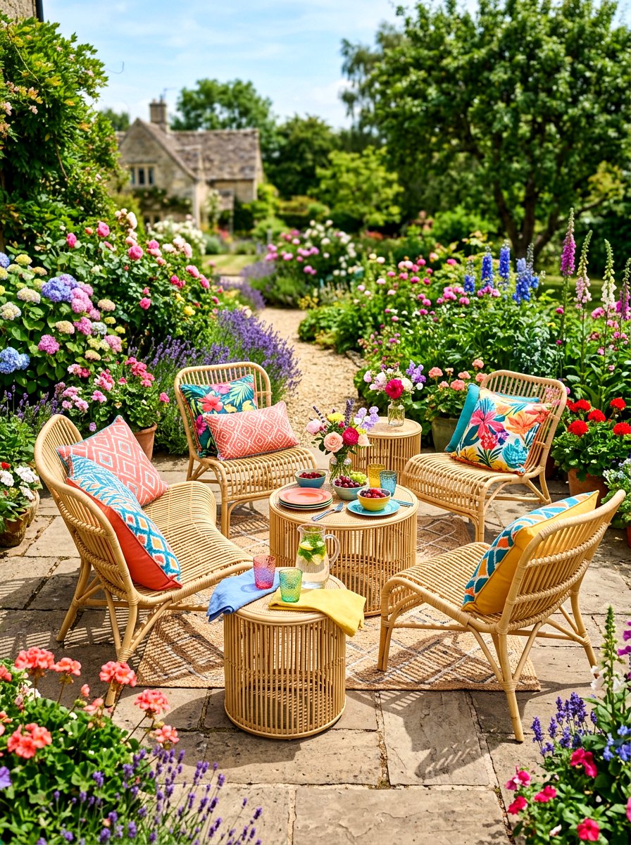Wicker Furniture Theme - 30 backyard picnic decor ideas