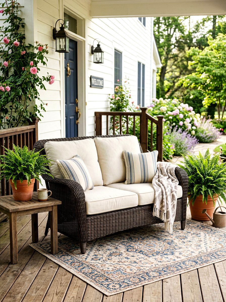 Wicker Garden Loveseat - 30 garden bench ideas