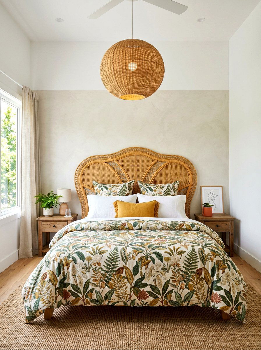 Wicker Headboard Style - 30 boho bedroom ideas