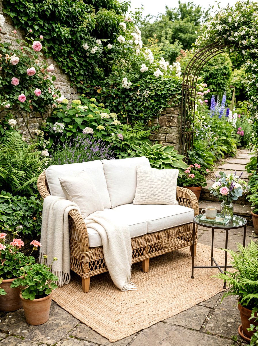 Wicker Loveseat With White Cushions - 30 wicker patio furniture ideas